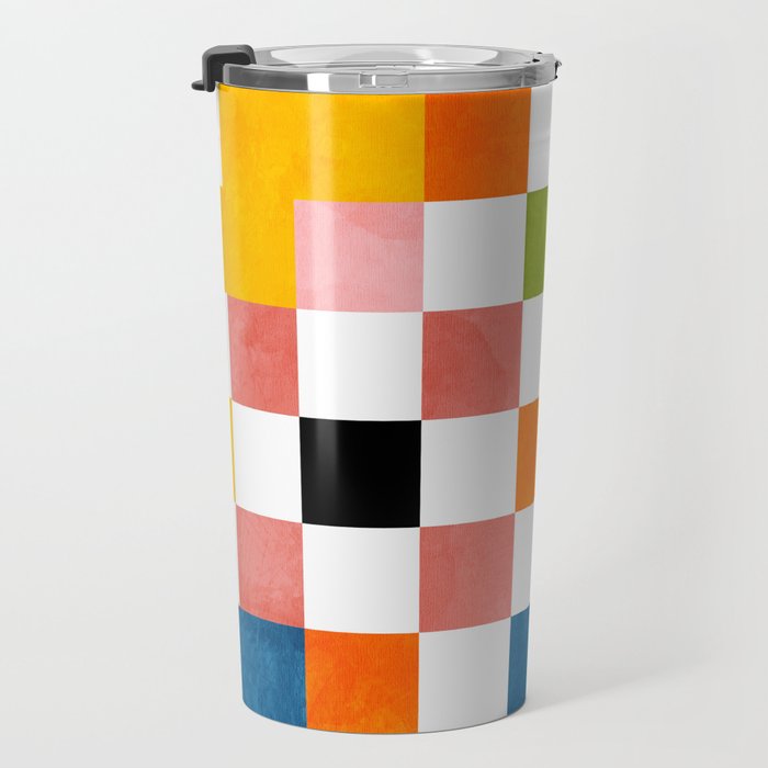 Abstract summer checkerboard Travel Mug Gallery Image 3
