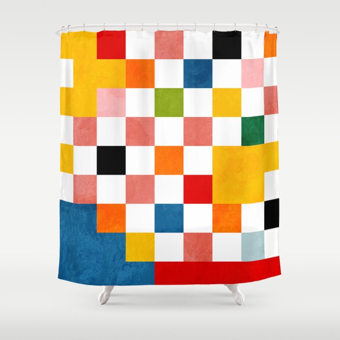 Abstract summer checkerboard Shower Curtain Gallery Image 1