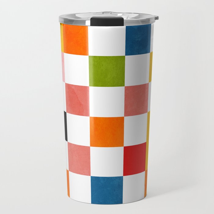 Abstract summer checkerboard Travel Mug Gallery Image 1