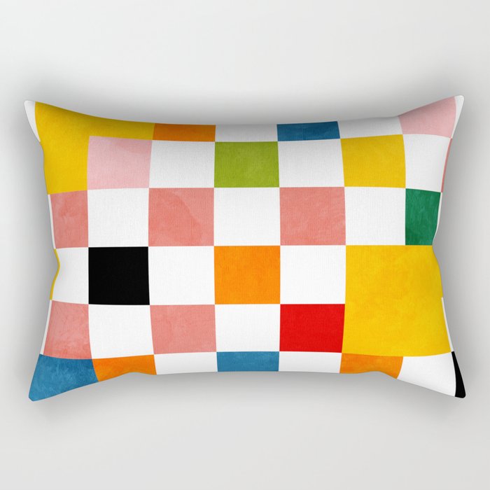 Abstract summer checkerboard Rectangular Pillow Gallery Image 2