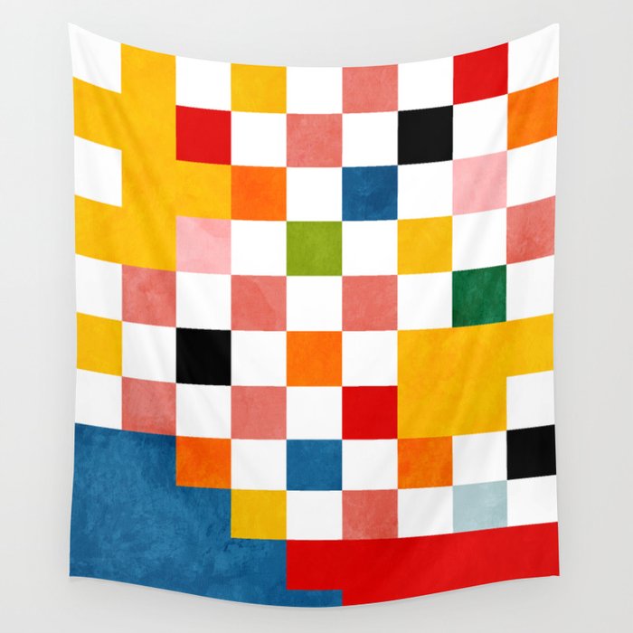 Abstract summer checkerboard Wall Tapestry Gallery Image 4