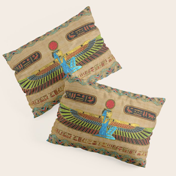 Egyptian Goddess Isis Ornament on papyrus Pillow Sham Gallery Image 3