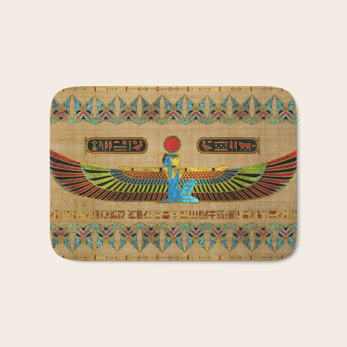 Egyptian Goddess Isis Ornament on papyrus Bath Mat Gallery Image 1