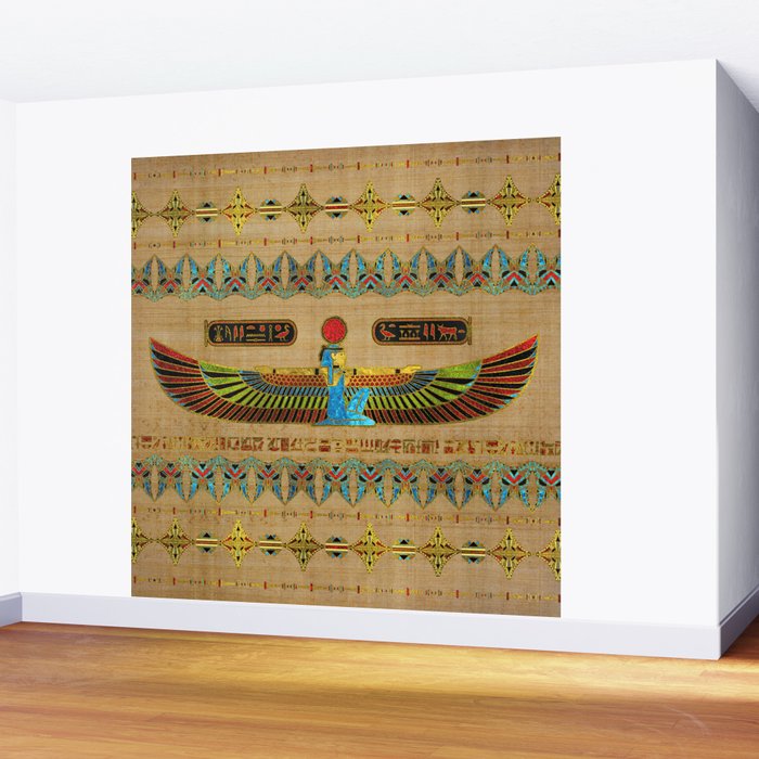 Egyptian Goddess Isis Ornament on papyrus Wall Mural Gallery Image 2