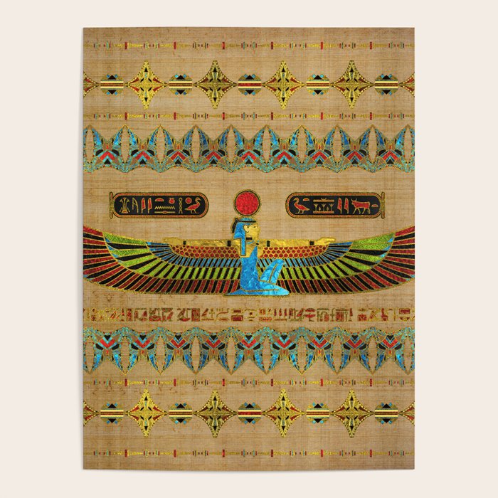 Egyptian Goddess Isis Ornament on papyrus Poster Gallery Image 1