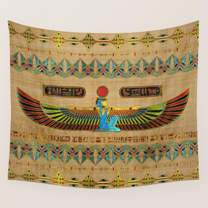 Egyptian Goddess Isis Ornament on papyrus Wall Tapestry Gallery Image 4