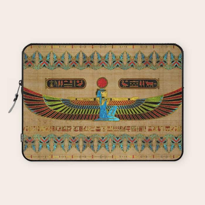 Egyptian Goddess Isis Ornament on papyrus Laptop Sleeve Gallery Image 1