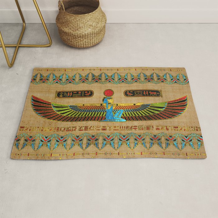 Egyptian Goddess Isis Ornament on papyrus Rug Gallery Image 1