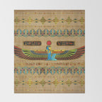 Egyptian Goddess Isis Ornament on papyrus Throw Blanket Gallery Image 2