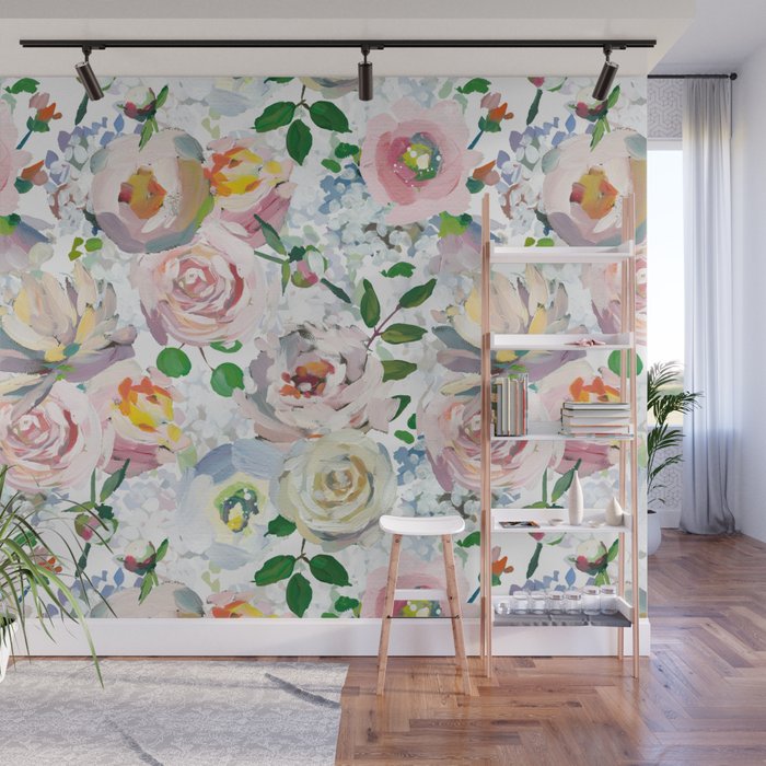 Hand Drawn Vintage Spring Claude Monet Botanical Flower Garden Wall Mural Gallery Image 1