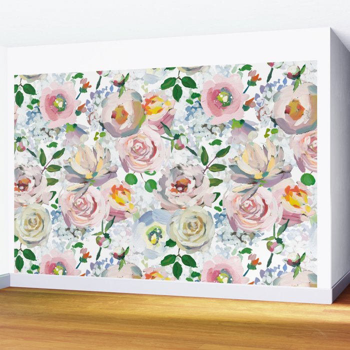 Hand Drawn Vintage Spring Claude Monet Botanical Flower Garden Wall Mural Gallery Image 2