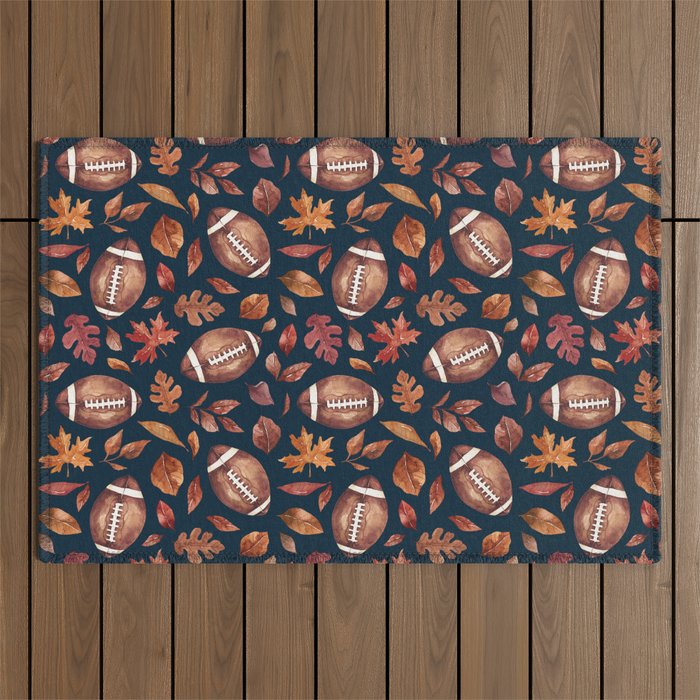 Fall Football - Navy Outdoor Rug Gallery Image 1