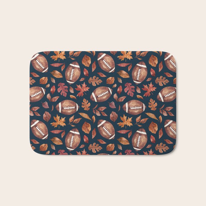 Fall Football - Navy Bath Mat Gallery Image 1