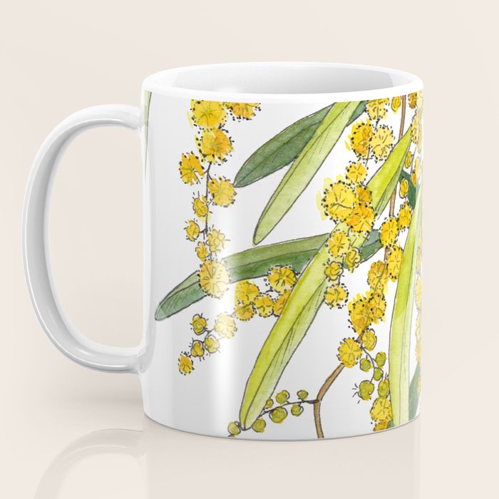 Australian Wattle Flower, Illustration Coffee Mug Gallery Image 3