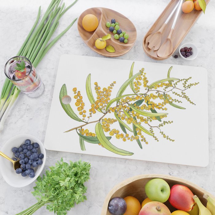 Australian Wattle Flower, Illustration Cutting Board Gallery Image 2