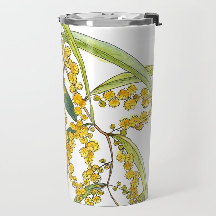 Australian Wattle Flower, Illustration Travel Mug Gallery Image 2