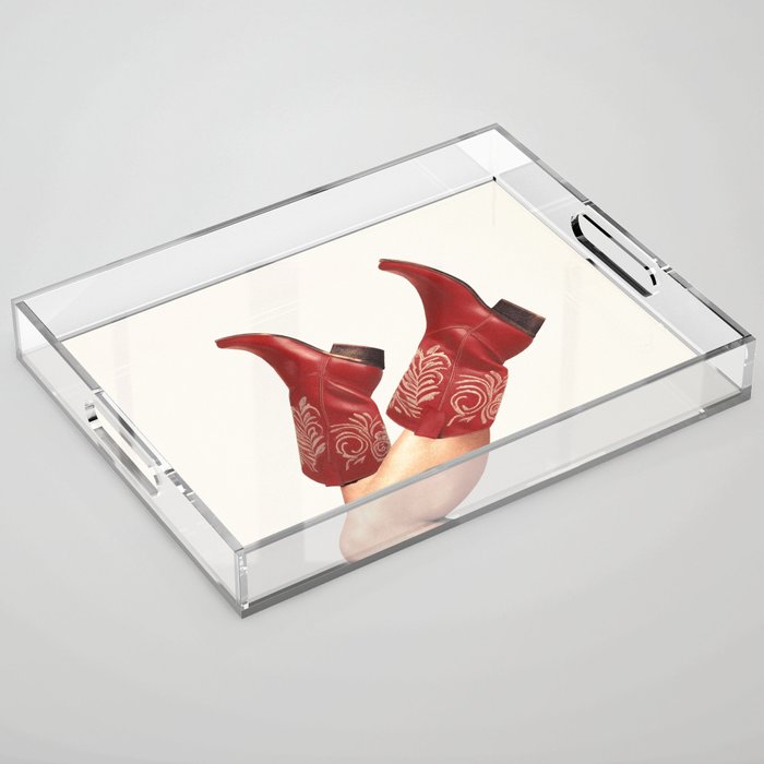 These Boots - Rouge Deep Red Acrylic Tray Gallery Image 1