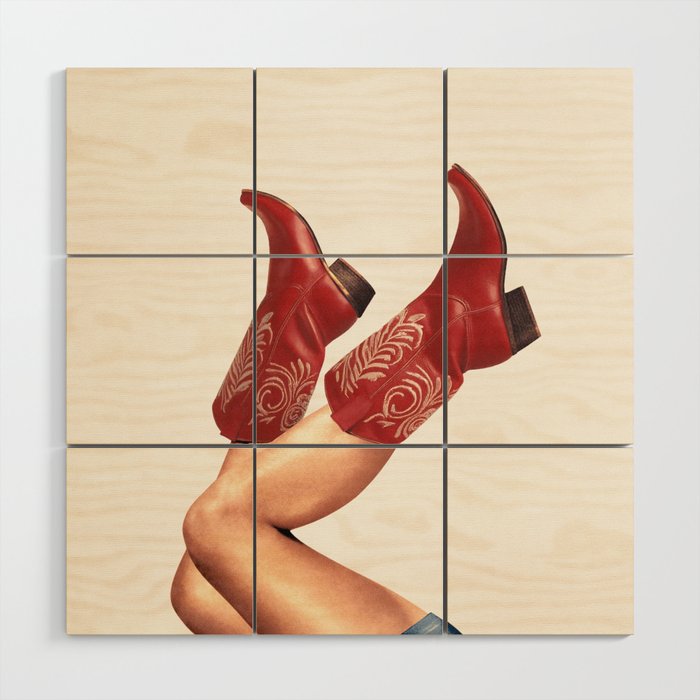 These Boots - Rouge Deep Red Wood Wall Art Gallery Image 1