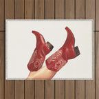 These Boots - Rouge Deep Red Outdoor Rug Gallery Image 1