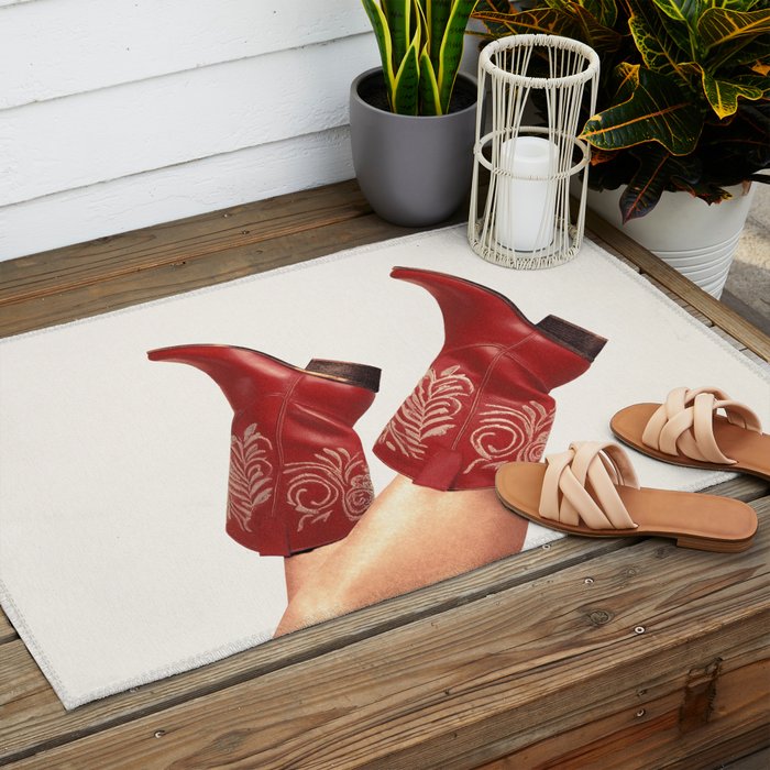 These Boots - Rouge Deep Red Outdoor Rug Gallery Image 2