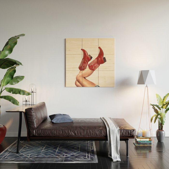 These Boots - Rouge Deep Red Wood Wall Art Gallery Image 2