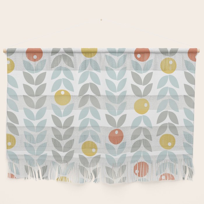 Mid Century Modern Retro Leaf and Circle Pattern Wall Hanging Gallery Image 1