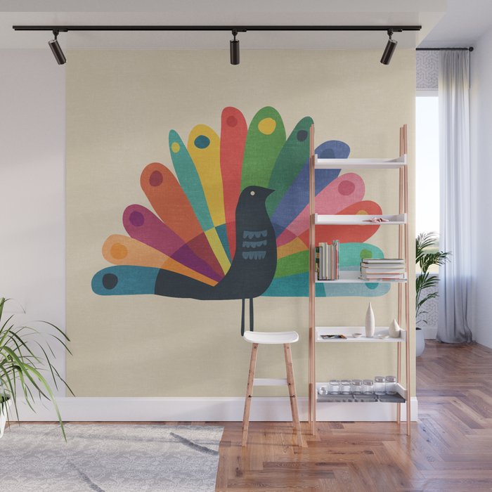 Whimsical Peacok Wall Mural Gallery Image 1
