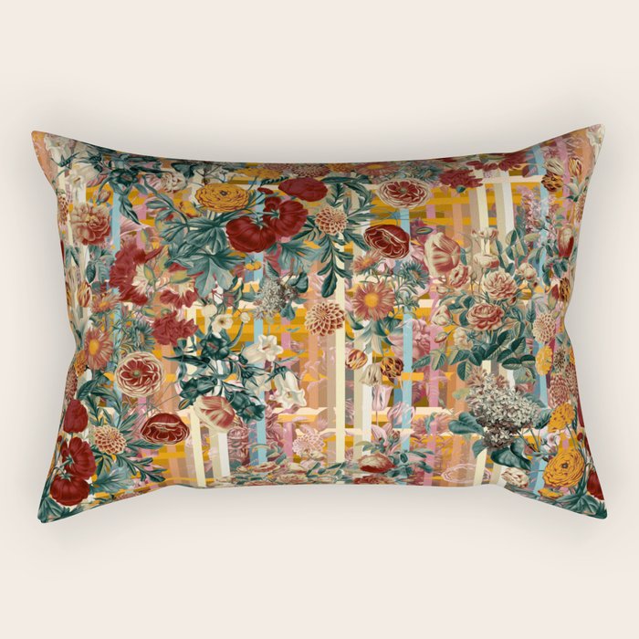 Floral and Tartan Pattern Rectangular Pillow Gallery Image 2