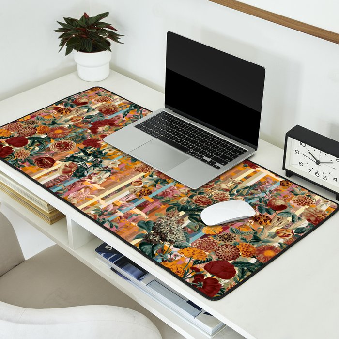 Floral and Tartan Pattern Desk Mat Gallery Image 2