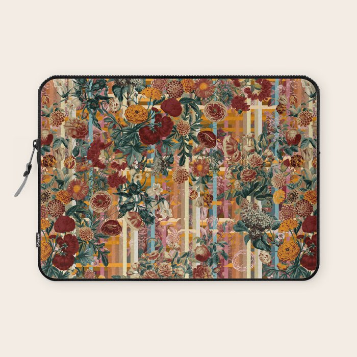 Floral and Tartan Pattern Laptop Sleeve Gallery Image 1