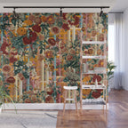 Floral and Tartan Pattern Wall Mural Gallery Image 1
