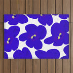 Blue Retro Flowers #decor #society6 #buyart Outdoor Rug Gallery Image 1