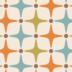 Mid Century Modern Star Pattern 817 Orange Brown Blue and Olive Green Coffee Mug Gallery Image 2