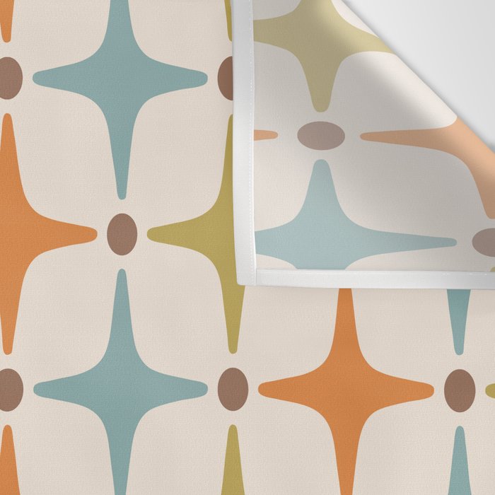 Mid Century Modern Star Pattern 817 Orange Brown Blue and Olive Green Wall Tapestry Gallery Image 3
