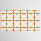 Mid Century Modern Star Pattern 817 Orange Brown Blue and Olive Green Tablecloth Gallery Image 2