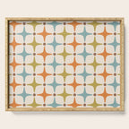 Mid Century Modern Star Pattern 817 Orange Brown Blue and Olive Green Serving Tray Gallery Image 1