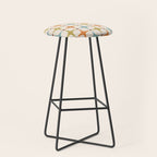 Mid Century Modern Star Pattern 817 Orange Brown Blue and Olive Green Stool Gallery Image 1