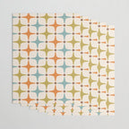 Mid Century Modern Star Pattern 817 Orange Brown Blue and Olive Green Wrapping Paper Gallery Image 3