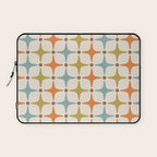Mid Century Modern Star Pattern 817 Orange Brown Blue and Olive Green Laptop Sleeve Gallery Image 1