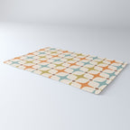Mid Century Modern Star Pattern 817 Orange Brown Blue and Olive Green Rug Gallery Image 3