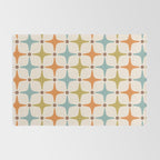 Mid Century Modern Star Pattern 817 Orange Brown Blue and Olive Green Rug Gallery Image 2