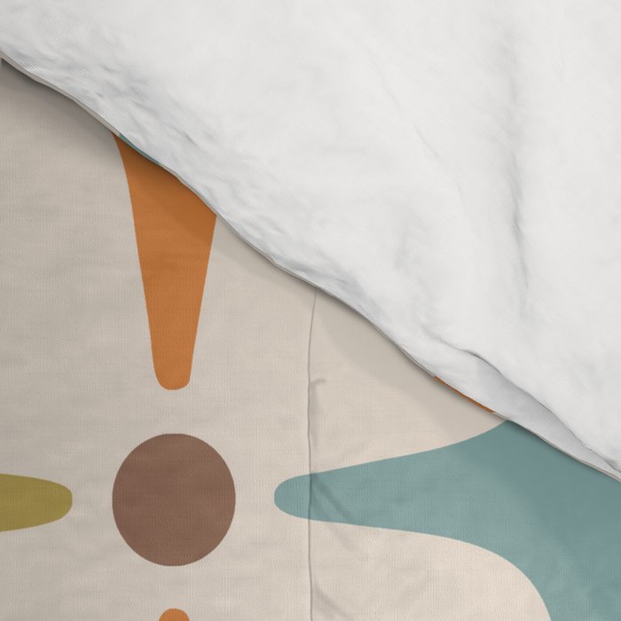 Mid Century Modern Star Pattern 817 Orange Brown Blue and Olive Green Comforter Gallery Image 4
