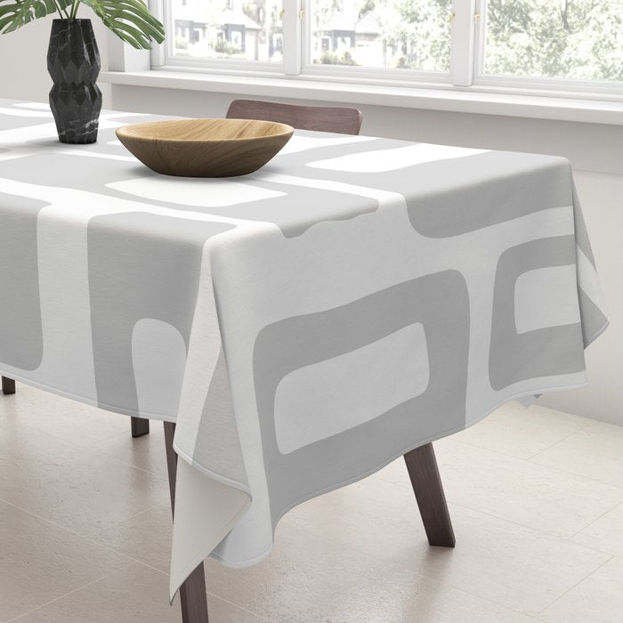Retro Mid Century Modern Abstract Pattern 731 Winter Gray Tablecloth Gallery Image 3