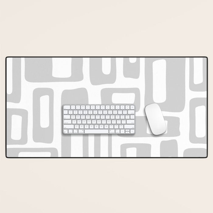 Retro Mid Century Modern Abstract Pattern 731 Winter Gray Desk Mat Gallery Image 1