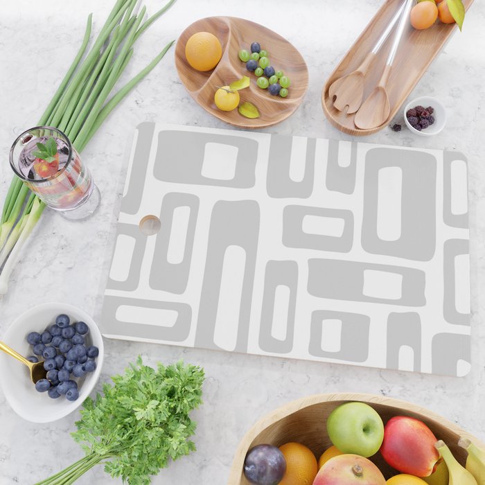 Retro Mid Century Modern Abstract Pattern 731 Winter Gray Cutting Board Gallery Image 2