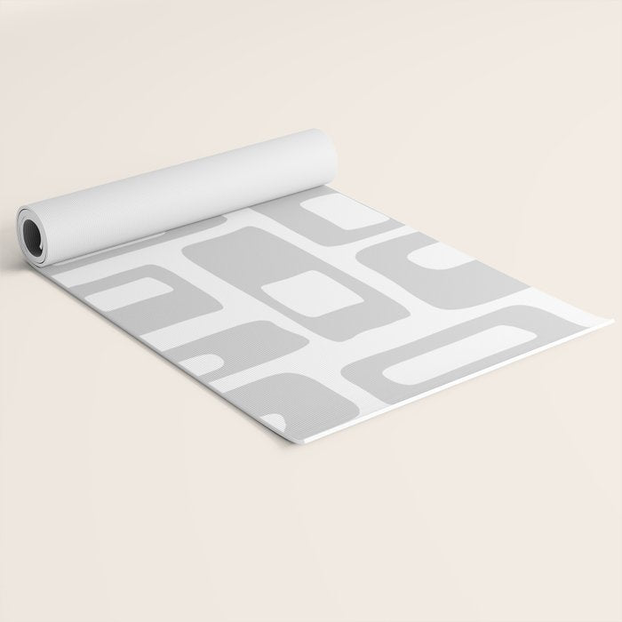Retro Mid Century Modern Abstract Pattern 731 Winter Gray Yoga Mat Gallery Image 2