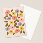 Muted Retro Ditsy Floral Pattern - Vintage Flowers Seamless Design Stationery Card Gallery Image 2