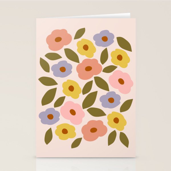 Muted Retro Ditsy Floral Pattern - Vintage Flowers Seamless Design Stationery Card Gallery Image 1
