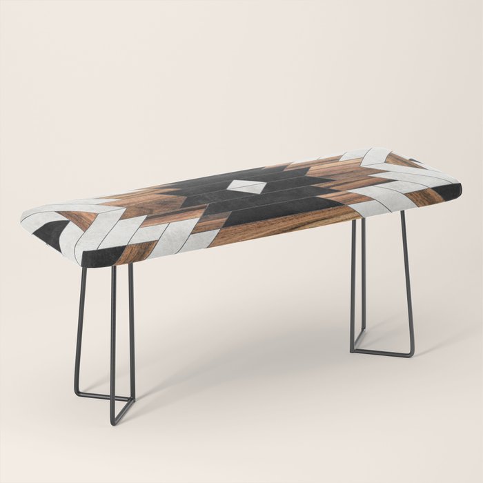 Urban Tribal Pattern No.5 - Aztec - Concrete and Wood Bench Gallery Image 1