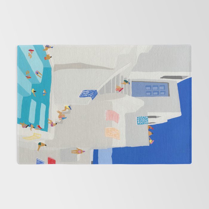 Santorini Greece swimming pool summer vacation Europe travel poster - "Santorini Sun" Rug Gallery Image 2
